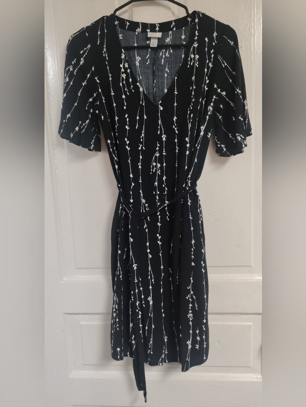 A New Day Black White Abstract Vine Floral Dress - XS